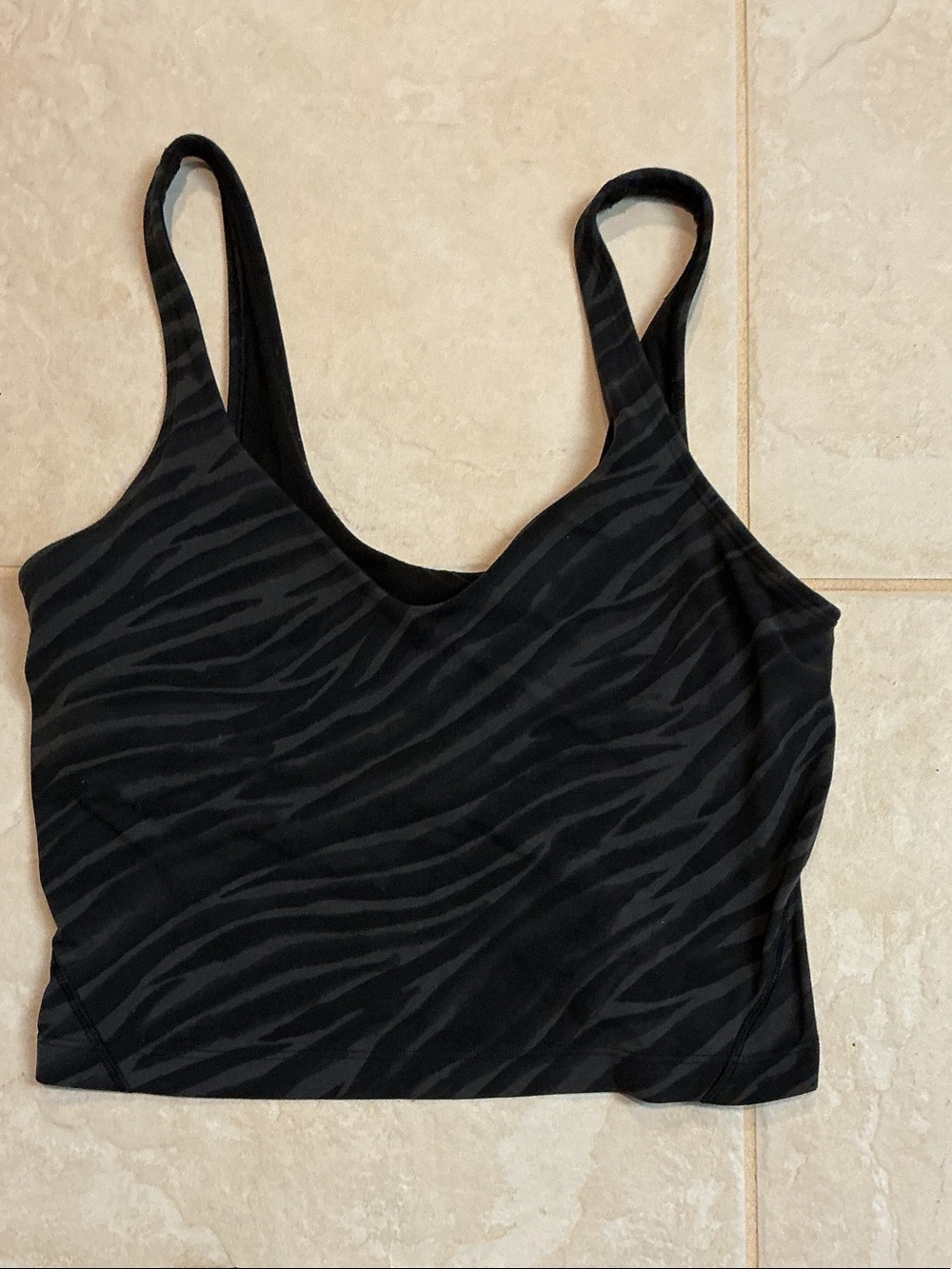 lululemon athletica Black Zebra-Pattern Cropped Tank